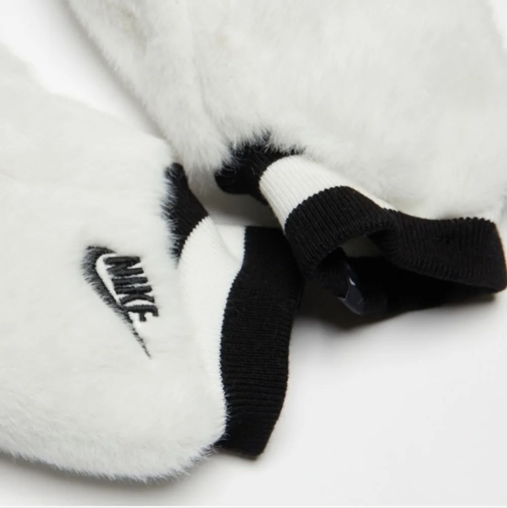 Nike White Faux Fur Mittens Size XS-S